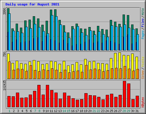 Daily usage for August 2021