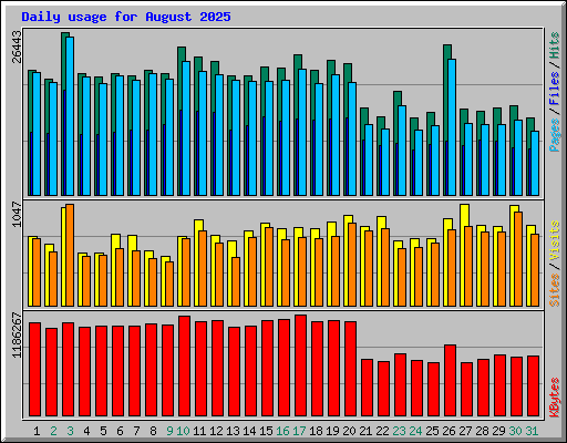 Daily usage for August 2025
