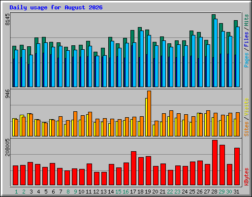 Daily usage for August 2026
